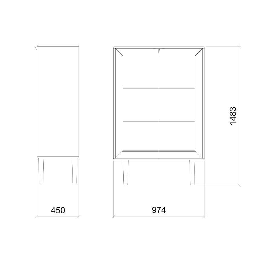 Vitrine kast 2-deurs - Theuns Eiken meubels